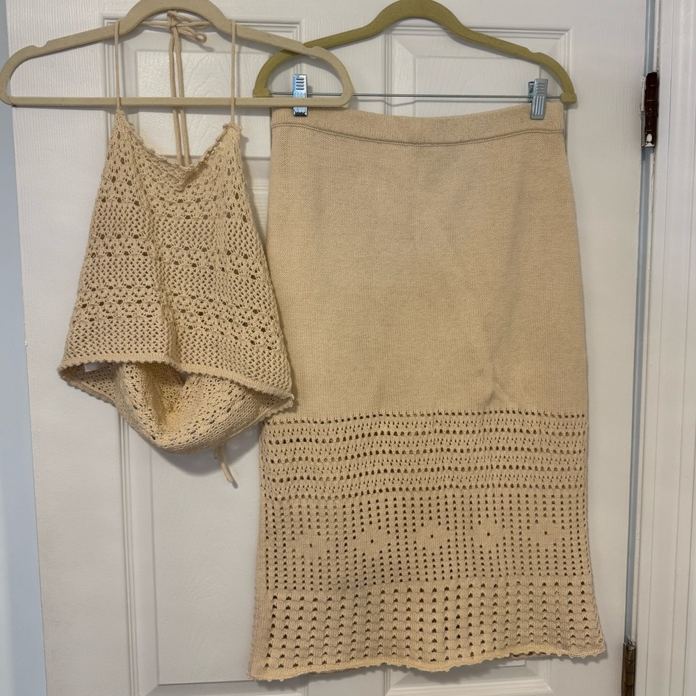 Reformation Carter Novelty Knit Skirt & Grayson Top Set